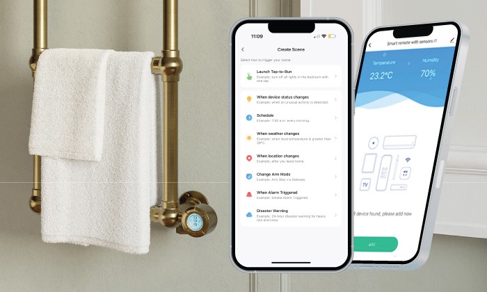 Brass Bathroom Radiator Controlled via app